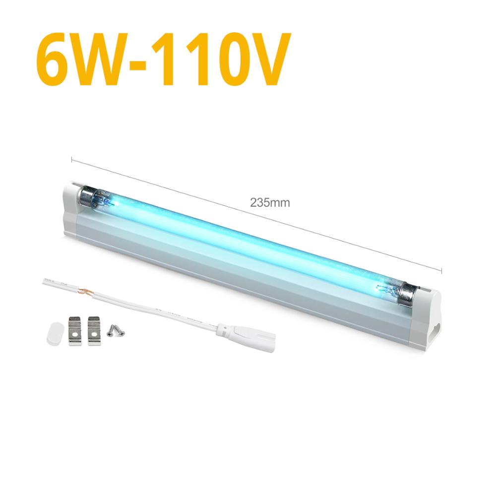 T5 8w 6w led uv kvarts lampe uv-c ultraviolet lampe uvc bakteriedræbende sterilisator lys 110v 220v ozon deodor eliminator tube: 6w 110v