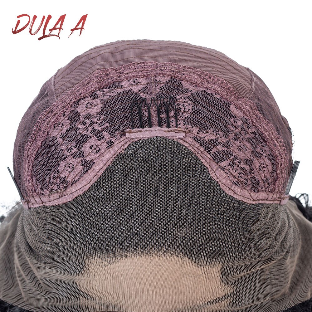 Dula EEN Steil Haar Synthetische Lace Front pruik Korte Bob Pruik 14 "T Deel Pruiken Voor Vrouwen Zwart Natuurlijke kleur