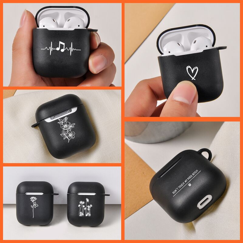 Caso del fumetto Nero Per Aria Baccelli Per Apple airpods Custodia Morbida Linee Di Lusso Fiori Auricolare Bluetooth Custodie Per Airpods Cuffia