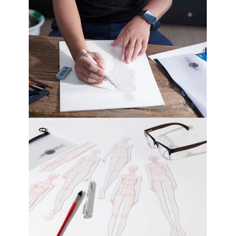 3pcs Ruler Ruler Line Drawing Human Dynamic Template for Cloth Rendering