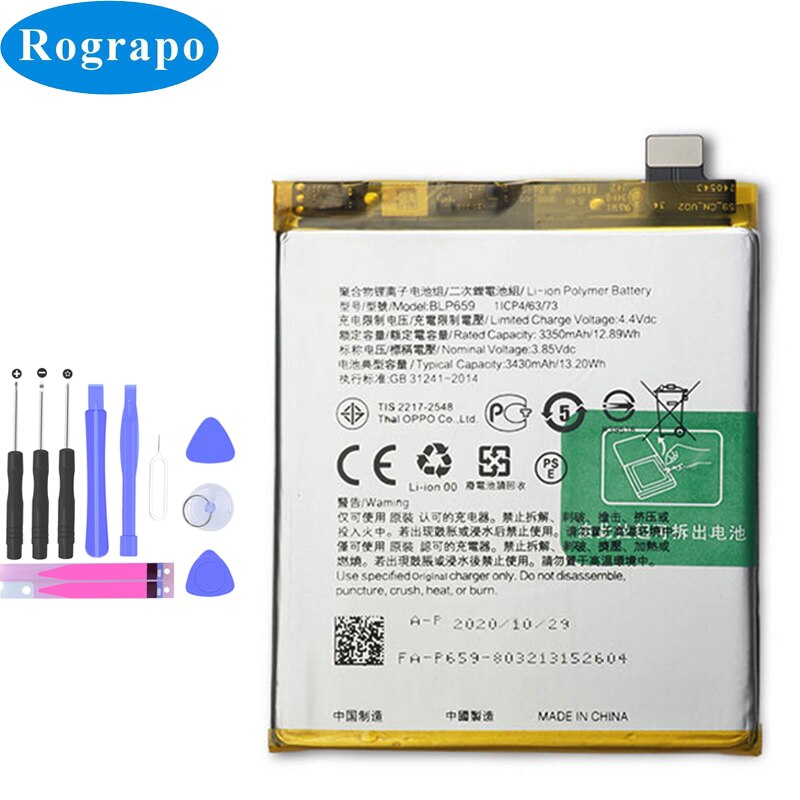 Batterie de téléphone pour OPPO R9S F3 Plus R11S A83T R15 Pro K3 F7 A3 A5S A1K A57, BLP623 BLP643 BLP649 BLP659 BLP661 BLP673