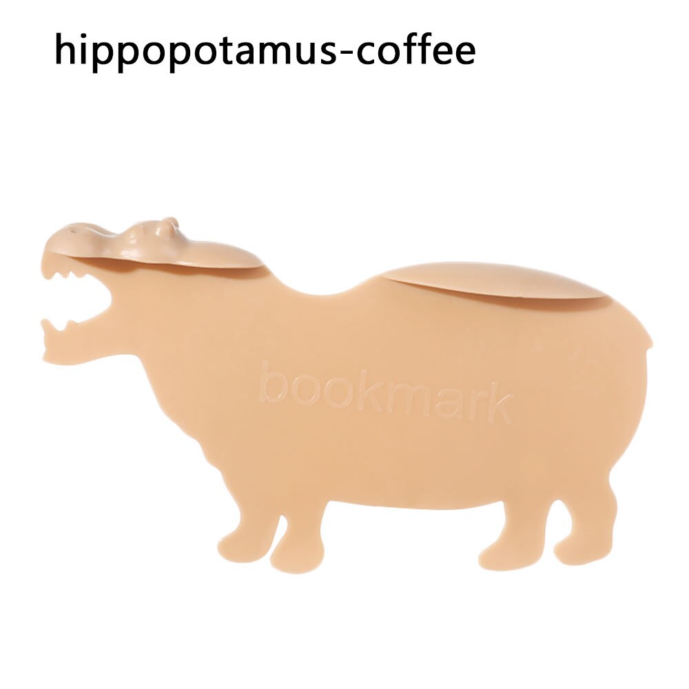 Cute 3D Animal Bookmarks Cartoon Crocodile Hippopotamus Book Markers Carrot Chicken Page Holder for Reading: hippopotamus-coffee