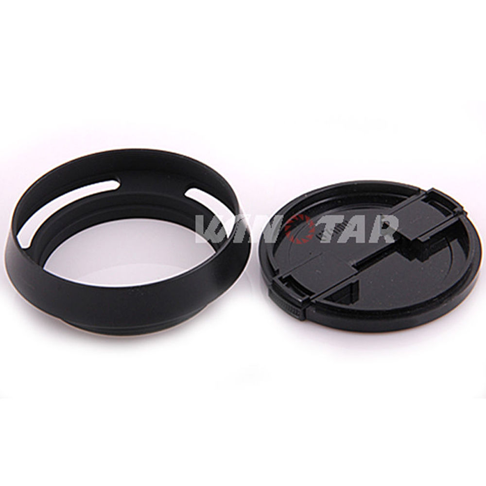 49mm Schroef-in metalen gekanteld geventileerde Zonnekap + lensdop voor Leica Fujifilm Zeiss Olympus Panasonic Canon Sony Nikon camera Lens