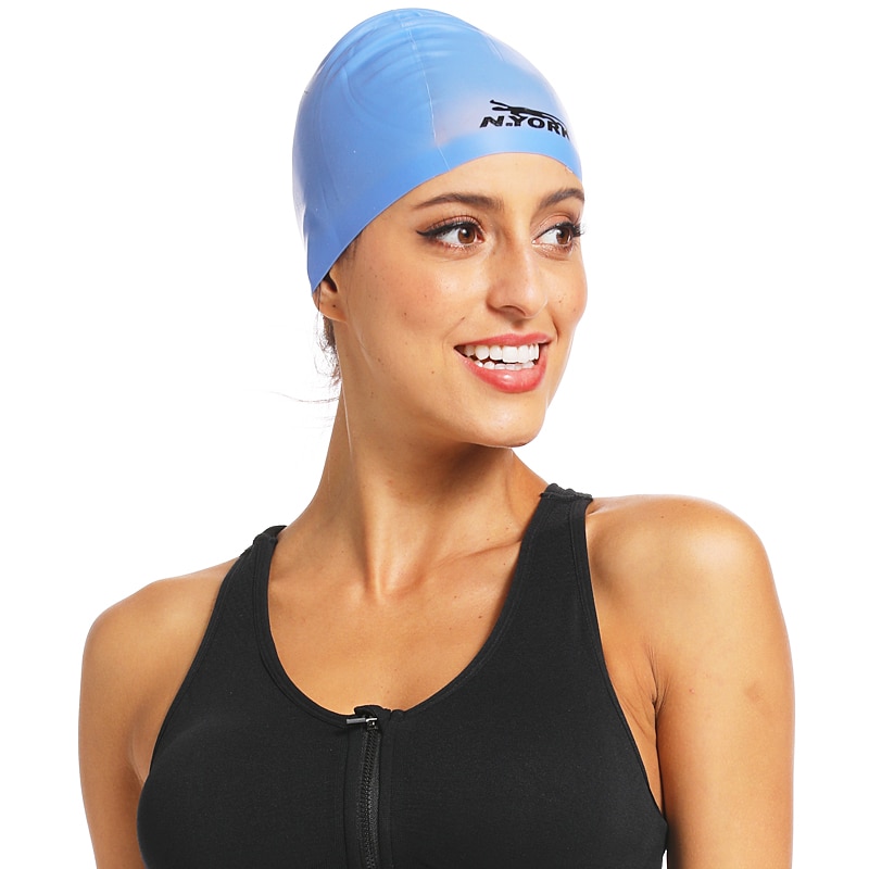 Elastisk silikone vandtæt svømning hætter beskytte ører langt hår sport svømme pool hat til mænd og kvinder voksne