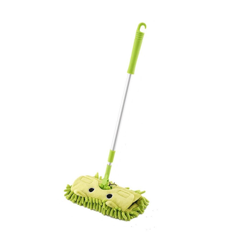 Los niños estirable piso Herramientas de limpieza RP escoba recogedor jugar casa de Juguetes: Green mop