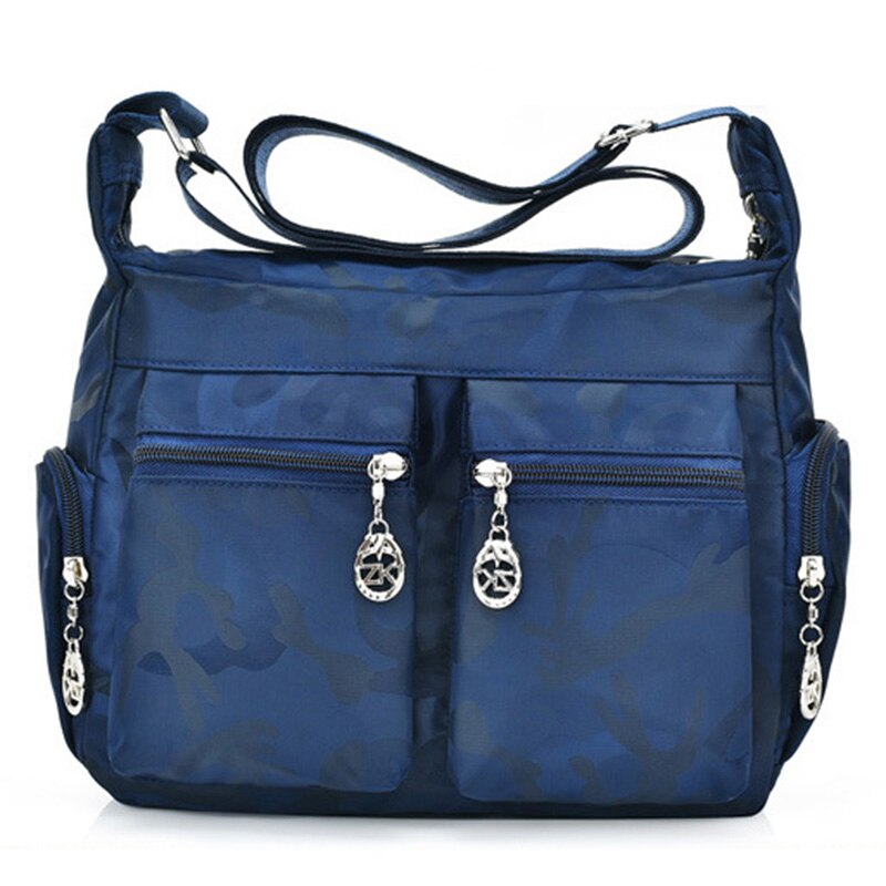 Women Handbag Messenger Bags Waterproof Nylon Multiple compartment Shoulder Bag Unisex Hobos bag: blue camouflage