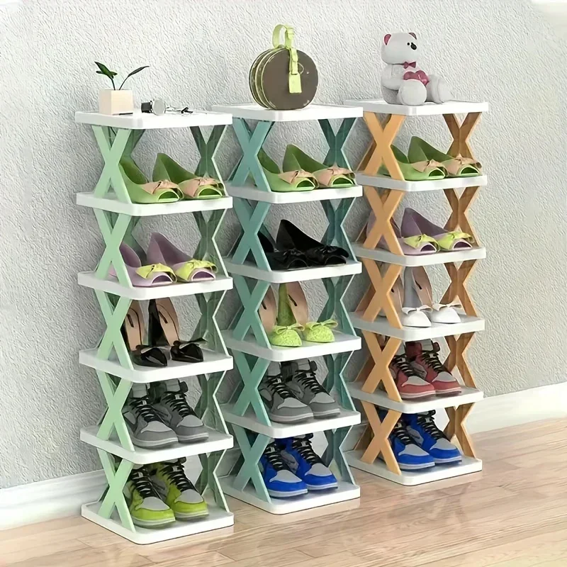 Narrow Shoes Rack, Small Vertical Shoes Stand, DIY Shoes Storage Organizer Rack, Easy Assembly&Space Saving Shoe Rack