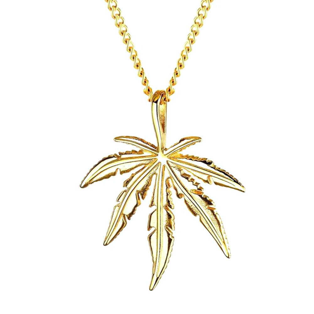 Maple Leaf Ketting Hennep Blad Hanger Charme Ketting Voor Mannen En Vrouwen Hip Hop Rvs Kettingen Sieraden: 2