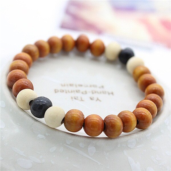 Pulsera con cuentas de madera Natural para hombre y mujer, joyería de cuentas de Chakra de 6/8mm, joyería de palabras de Buda para hombre y mujer #280518: 8MM Yellow