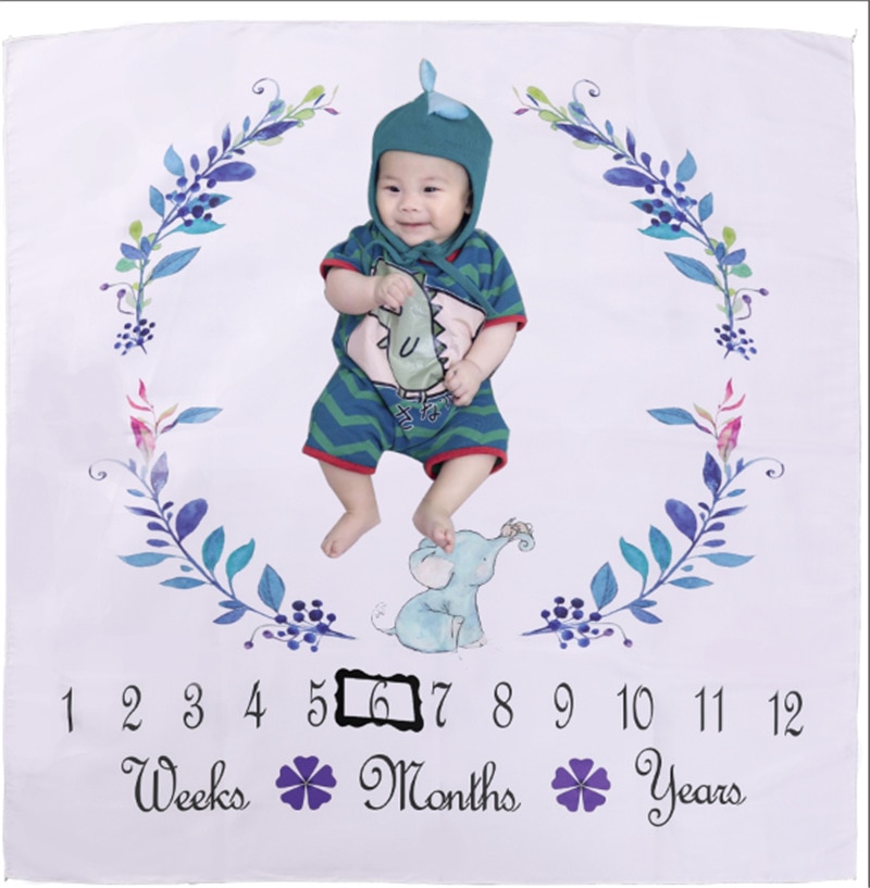 Olifant Pasgeboren Baby Milestone Dekens Foto Props Achtergrond Foto Matten Achtergrond Doek Fotografie Accessoires Meisjes Jongens