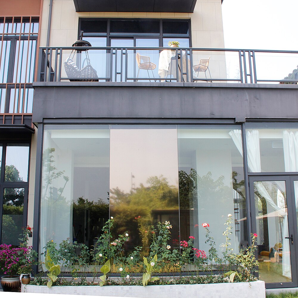 Sunice Silver&amp;Bronze reflective Window Film One Way Mirror Insulation Stickers UV Rejection Privacy Window Tint Films Home Decor