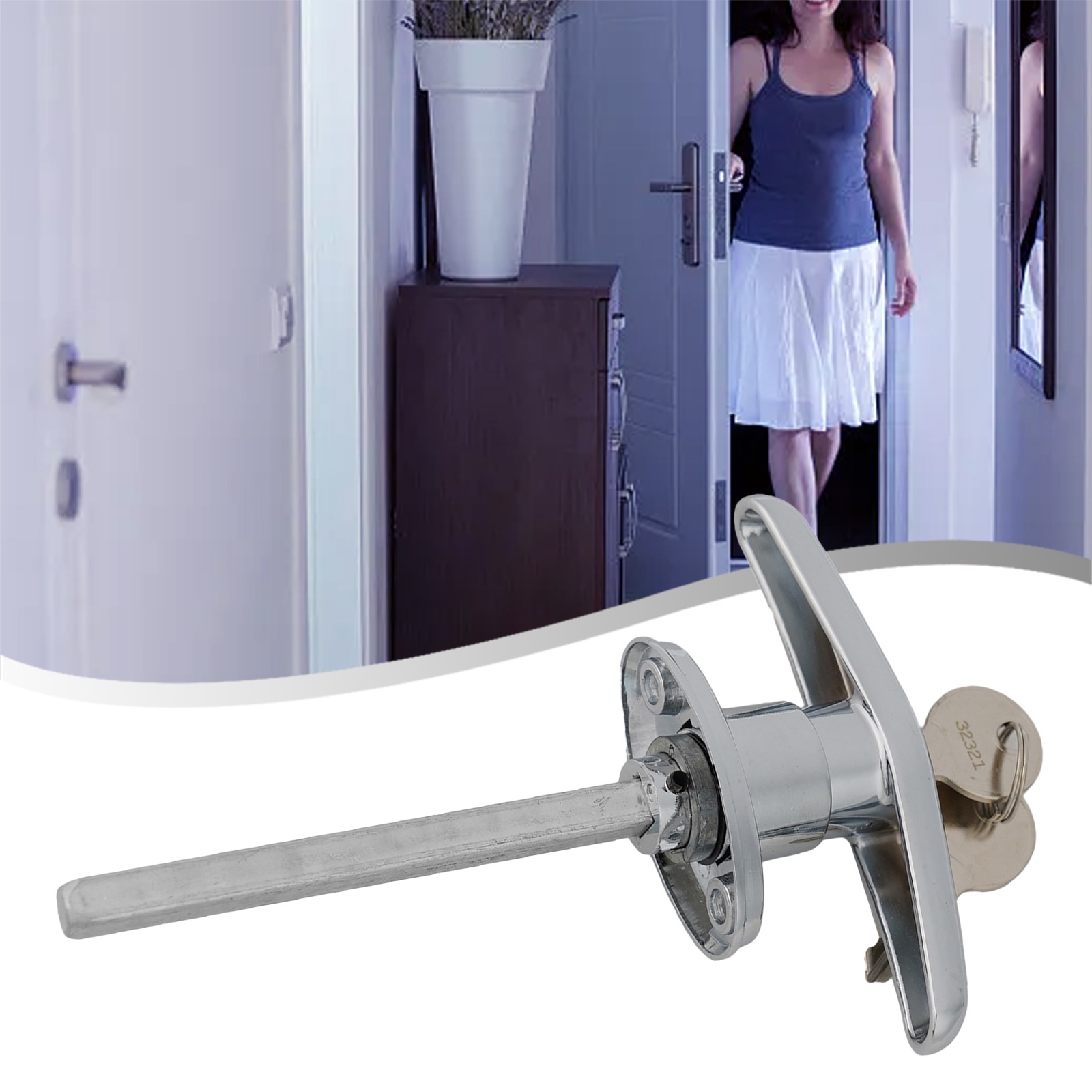 Serrure à poignée en forme de T, serrure de porte de Garage, antivol en alliage de Zinc pour caravane, Garage, hangar, camping-car, armoire, quincaillerie de meubles