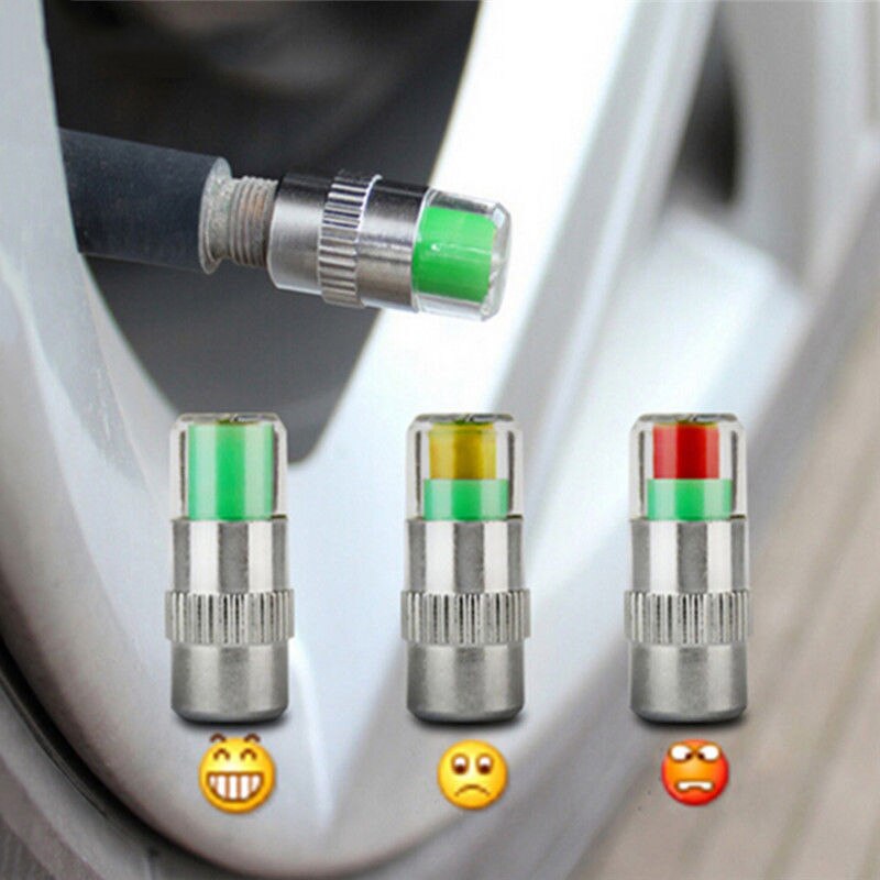 4PCS Car Auto Tire Pressure Monitor Valve Stem Caps Sensor Alert Monitoring Cap Sensor Tire Pressure Indicator Valve Detection