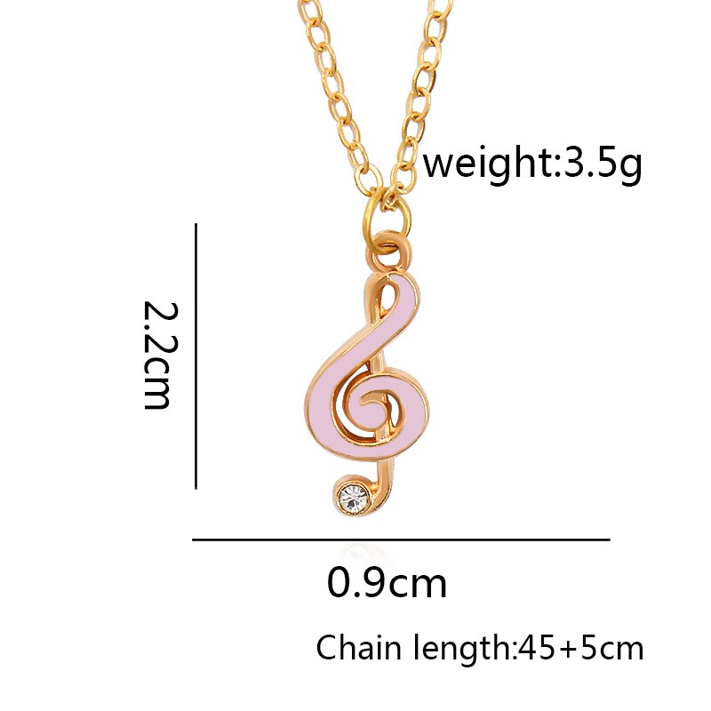 Musiknoten-anhänger-halskette, musiksymbol, schwarz, blau, pink, schicke violinschlüssel-halskette, choker, schmuckstück, damen-musik