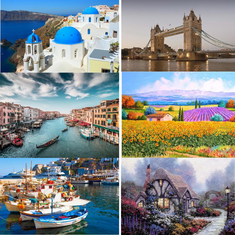 Jigsaw Puzzles 500 Pieces Wooden Paper Puzzles Assembling Picture Landscape Educational Toys For Child Kids Gift TXTB1