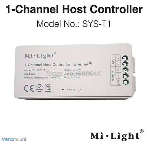 SYS-T1 Milight DC24V 360W 15A 1 canal hôte contrôleur WiFi DMX512 Alexa APP contrôle travail avec mi-light SYS série lampe à LED: SYS-T1 Only