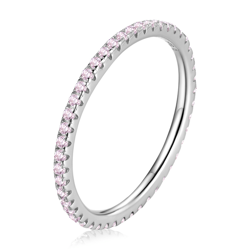 Anello Donna BAMOER Argento 925 Massiccio Con Zirconi Arcobaleno – Pavé Glitterato, Regalo Perfetto