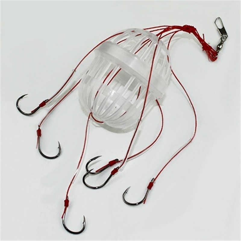 Explosion Fishing Hooks Spherical Sea Box Monsters with Six Strong Carbon Steel Fishing Feeder Jig Accessories