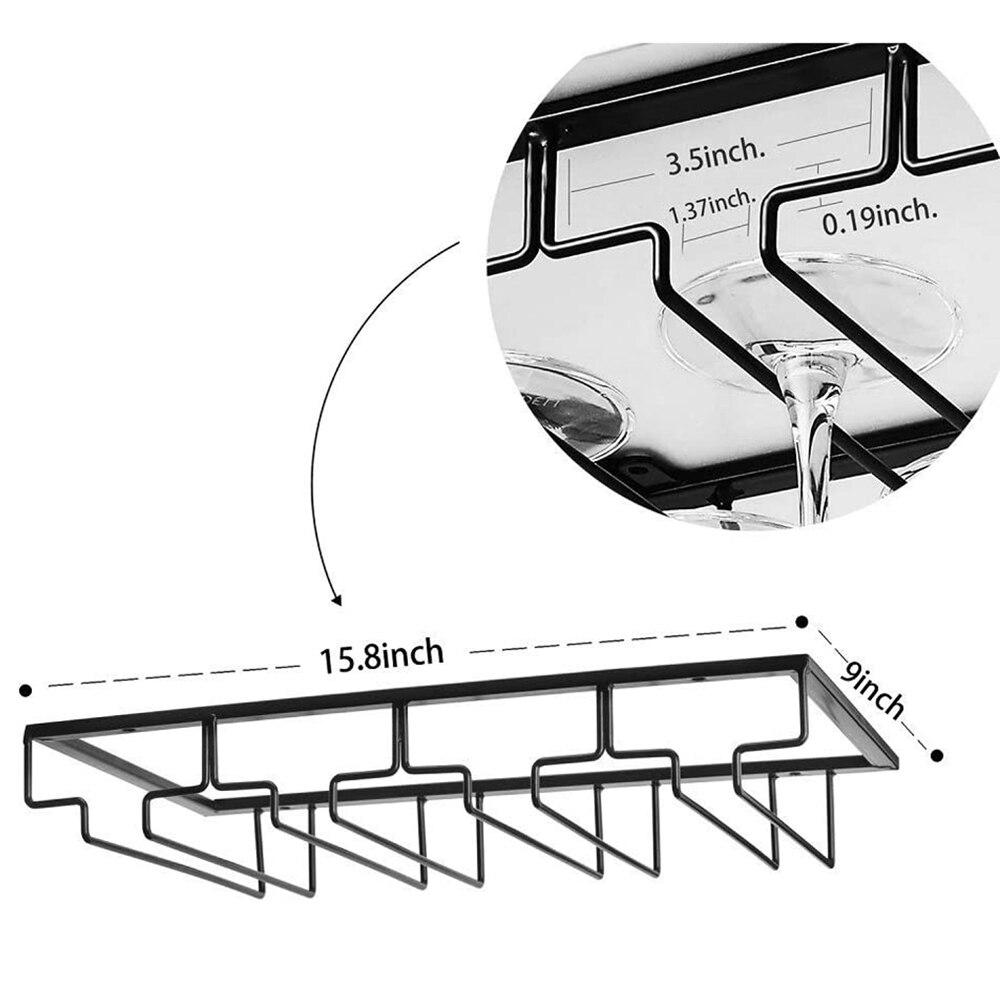 Soporte para colgar tazas, soporte para tazas con 4 ranuras, , de hierro, para Cocina: Four-slot Black