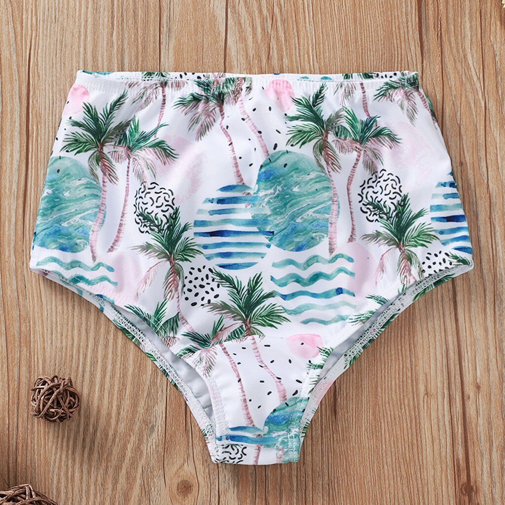 Summer Swimwear Suit Children Beachwear Baby Kids Girls Summer Suspender Tree Printed Bikini Swimsuit Set costume bambina