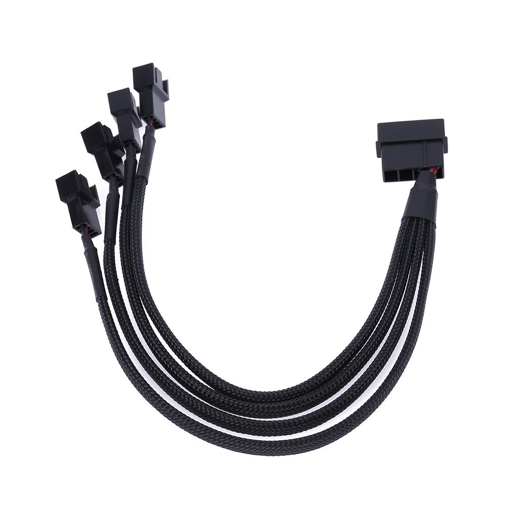 12V 27cm 4pin IDE Molex to 4-Port 3Pin/4Pin Cooler Cooling Fan Splitter Power Cable for Computer Fan Cable Splitter Power Cable