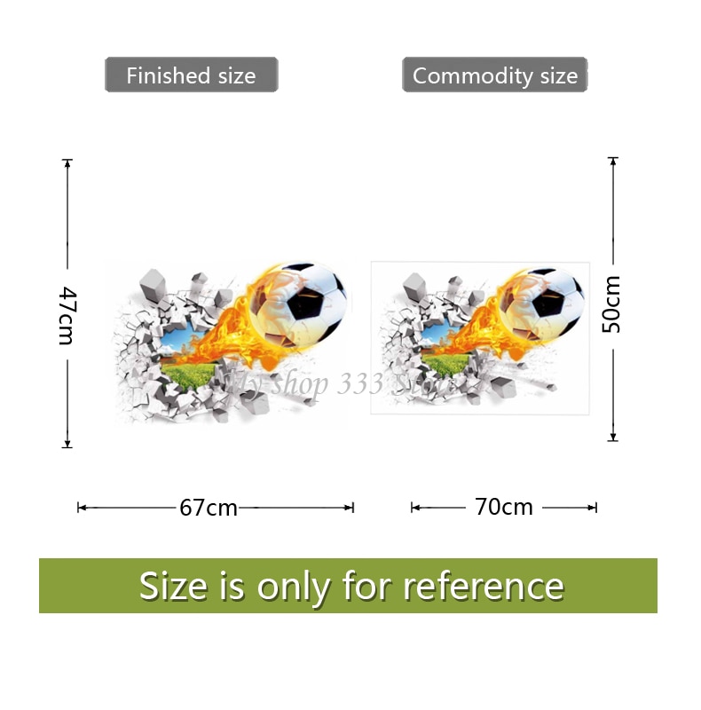 3D Football broken wall sticker for kids room living room sports decoration mural wall stickers home decor decals wallpaper: Default Title