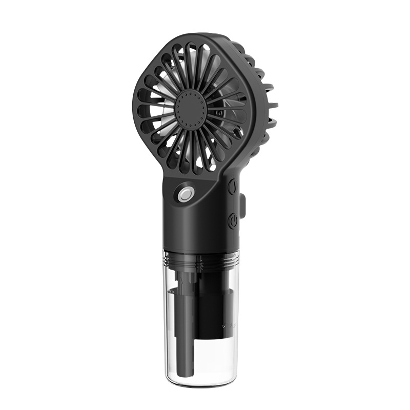 portátil recargable de la fan de nebulización del mini ventilador de mano USB con la fan de niebla de agua del espray de 4 velocidades ajustables que acampan al aire libre viajar: Negro