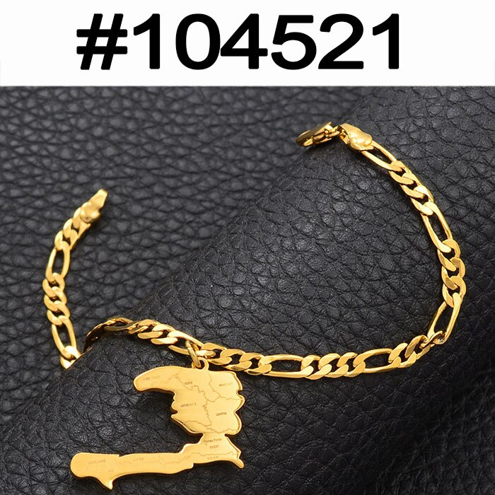 Anniyo charme haiti kort armbånd armbånd mænd kvinder pige ayiti kort smykker haiti tilbehør link chain armbånd  #104521: 104521 / Kun armbånd 21cm