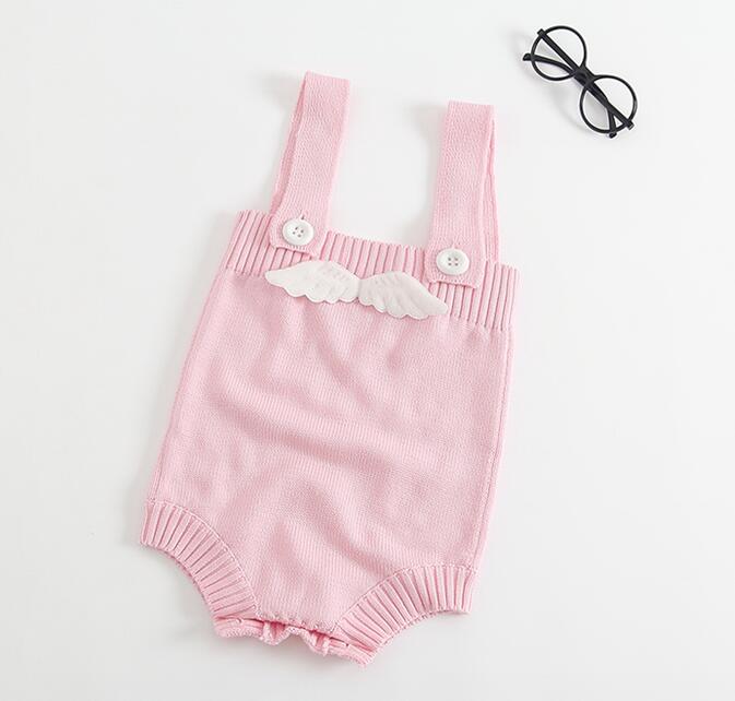 en najaar Baby Rompertjes Bebe Klimmen Pak Kleding breien Kleding Met Engelenvleugels: pink / 3T