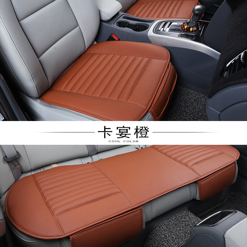 Funda de cuero PU para asiento de coche, almohadilla protectora antideslizante transpirable para las cuatro estaciones, Universal, conjunto de fundas para asiento de coche: PQ187Orange3in1