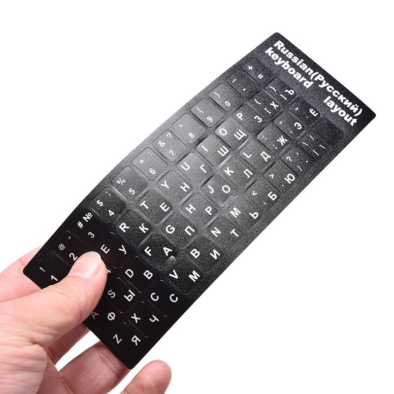 1PC Russian Standard Keyboard Sticker Layout Durable Alphabet Black With White Letters Laptop Desktop Computer Keyboard Stickers