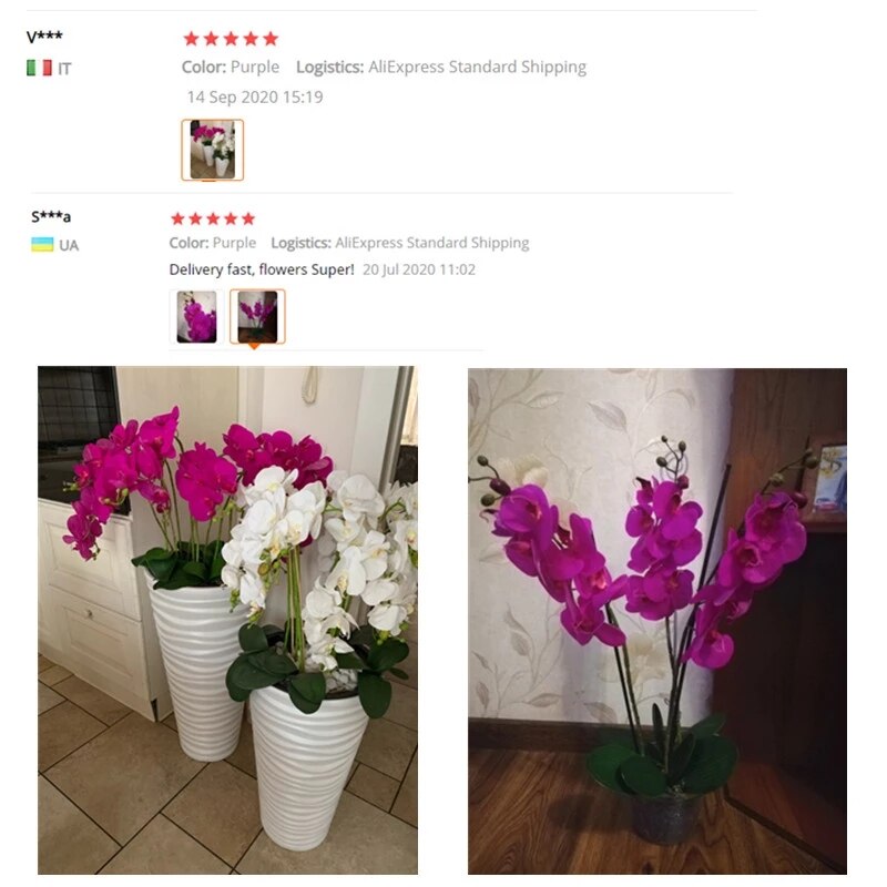 Kunstig orkidé phalaenopsis med stort blad pu ægte berøring blomst håndføler pottemager planter bryllupsindretning hjemmebord tilbehør