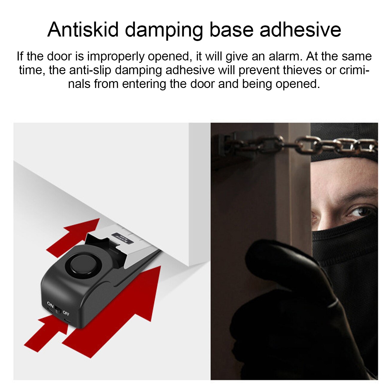 120DB Door Stop Alarm Stainless Steel Burglar Alarm Alert Wireless Vibration Wedge Shaped Stopper Portable Home Travel Security