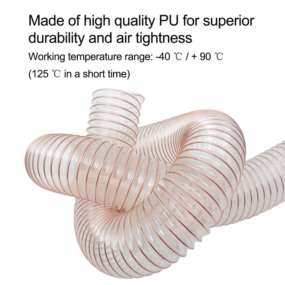 2M flexibel Luftführung Schlauch Belüftung transparent Hochdruck PVC Stahl Schlauch für Inline Kanal Fan Ventilator 100 125 150mm