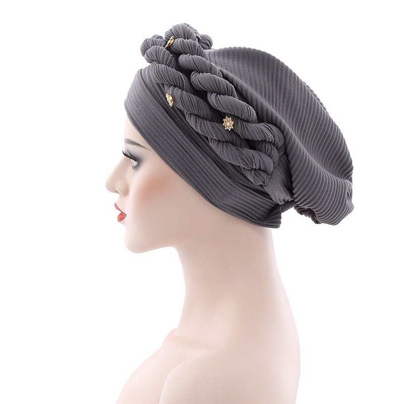 Gorros de estilo africano para mujer, turbante, autogel, musulmán, plisado, para boda mujeres musulmanas sombreros