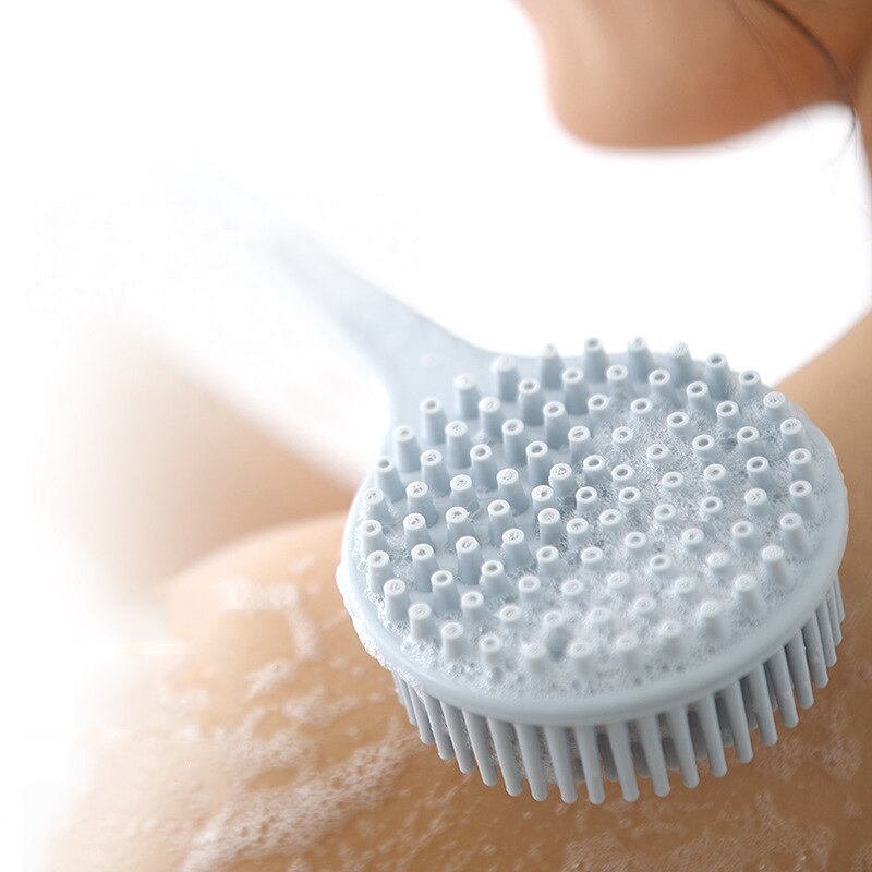 Body Scrub Brush Multi-function Silicone Bath Brush Body Long Handle Double-Sided Shower Brush Back Massage Exfoliation Wisp