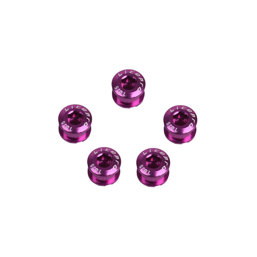 5 Stks/set Fiets Crank Chain Wheel Bolt 8 Kleuren 7075 Aluminium Mtb Kettingblad Bouten Enkele Kettingwiel Bouten: purple