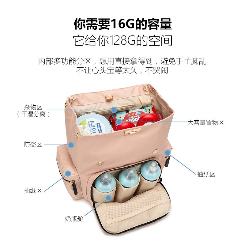 Llegadas estilo Multi-funcional de la mochila de de gran capacidad bolso de mochila impermeable mamá