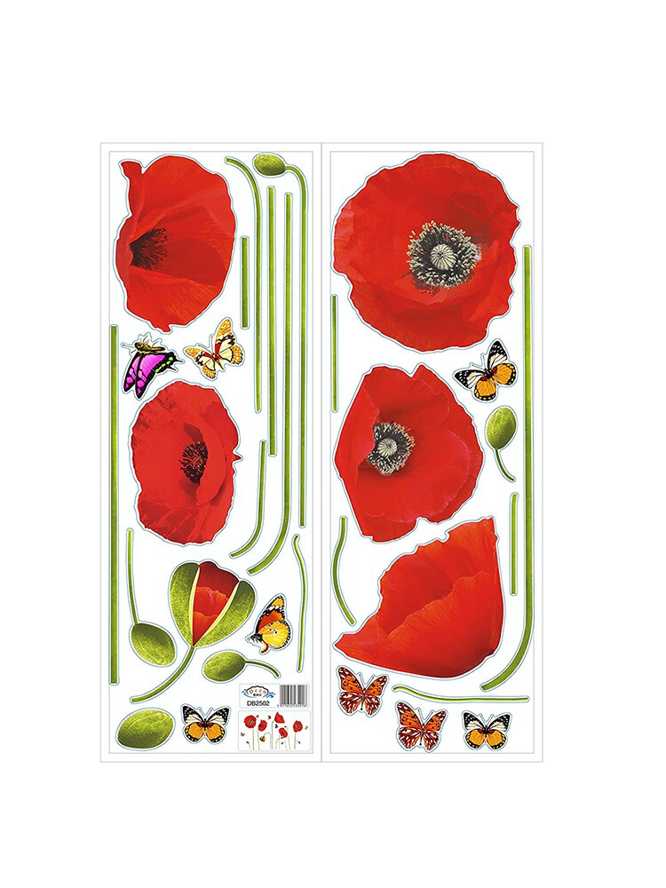 Poppies Wall Stickers Peel And Stick Flower Art Decals For Home Decor Room Decoration Bedroom Wall Decoration