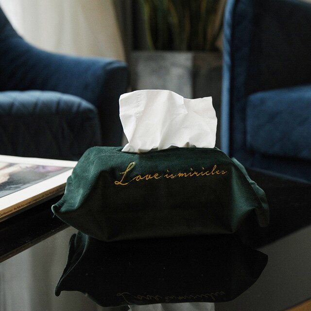 Nordic Embroidery Velvet Tissue Box Cloth Tissue Cover Home Car Pumping Storage Box Kitchen Desktop Decoration Organization: 12