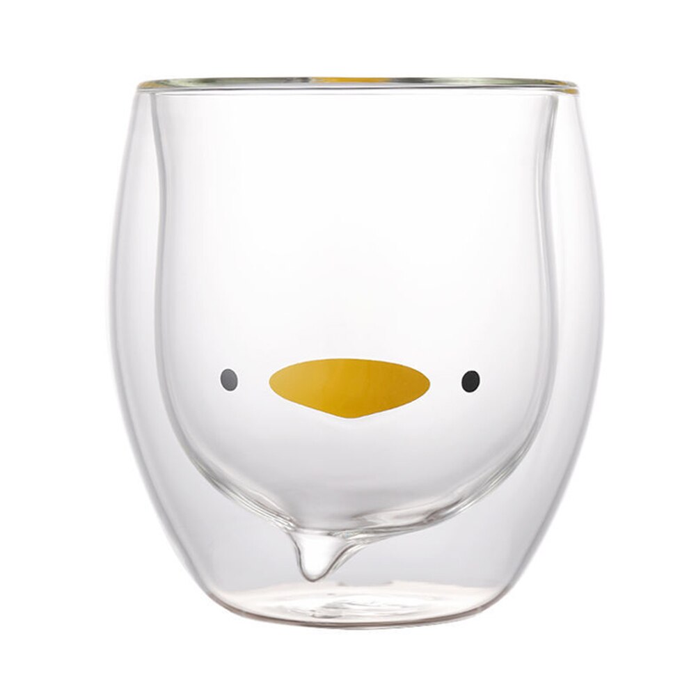 Tasse en verre Double transparente, motif ours mignon, pour café, boisson au lait, pour Couple: D