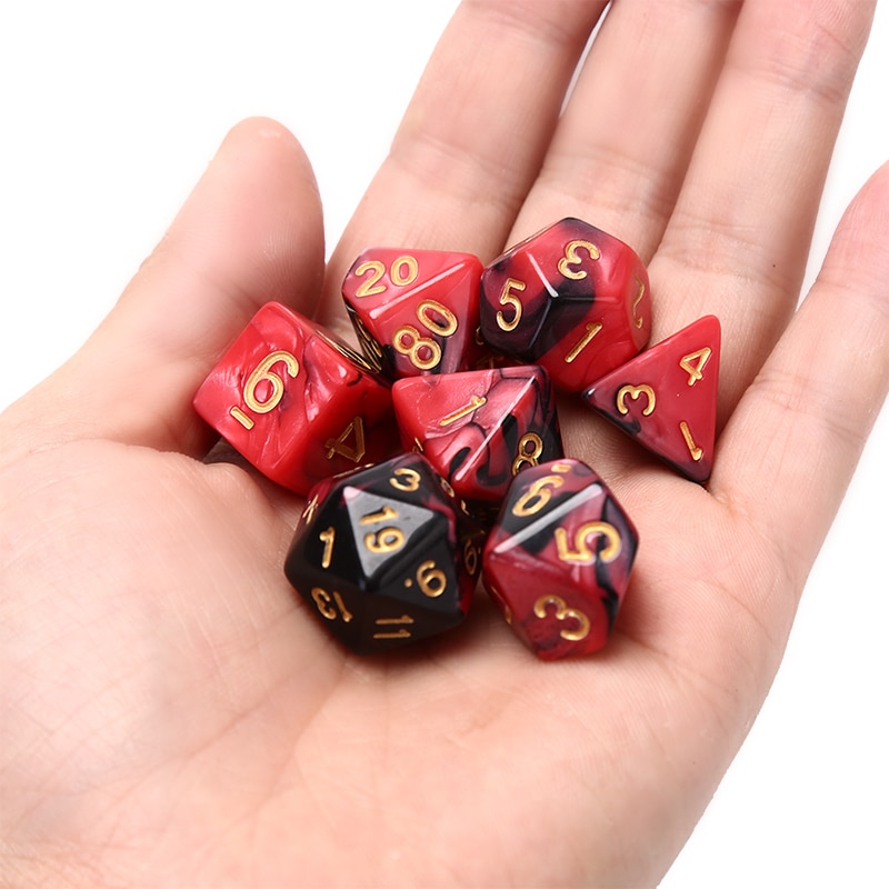 49pcs Polyhedral Dice DnD Dice Double Colors Dice with Pouch for DND RPG MTG Games D4 D6 D8 D10 D% D12 D20