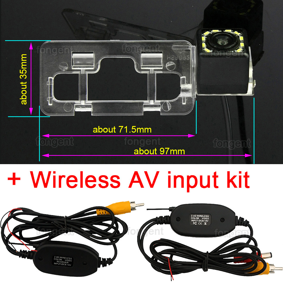 For Geely Emgrand EC7 EC718 Sedan Chinese Car Rear View Back off up Reverse Parking wireless Vehicle Camera: 12led Wireless