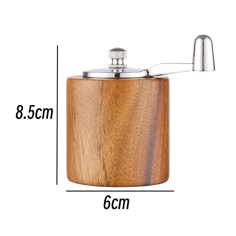 Hand-crank Pepper Grinder,Ceramic Core,Vase/Wine Jar/Sphere Style Spice Pepper Mill,Multi-purpose Salt Shakers,Wooden,BBQ Mill: Dark Khaki