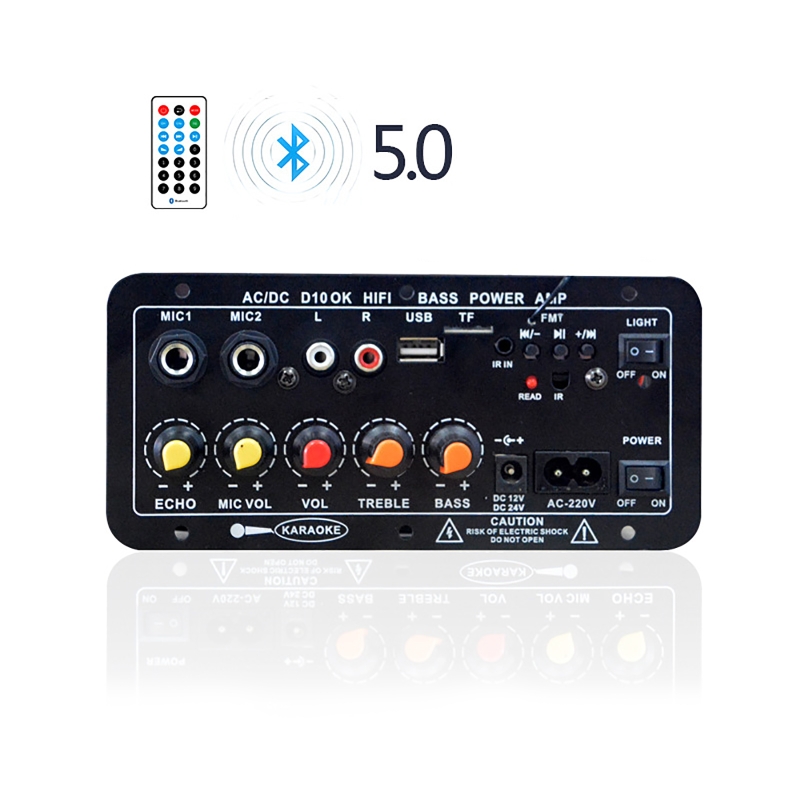 Forstærkerkort med Optisk Fiber 300W Hjemmebiograf Forstærkere Lyd Bluetooth AMP USB FM Radio TF Afspiller: Mørkegrå