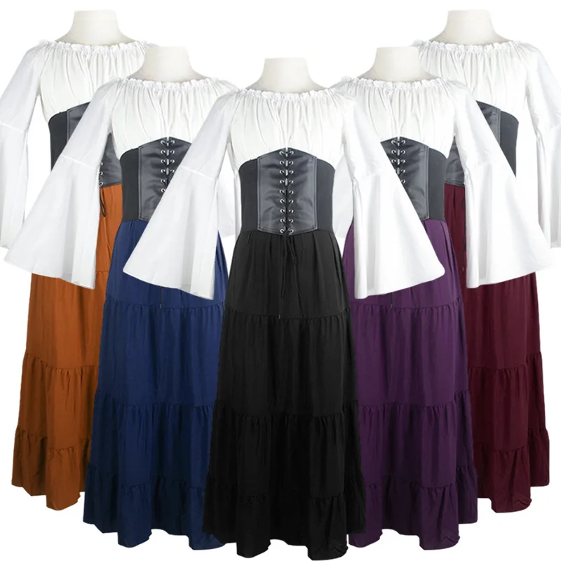 Robe de princesse corset à manches longues pour femmes, robe Renaissance médiévale européenne, olympiques de cosplay