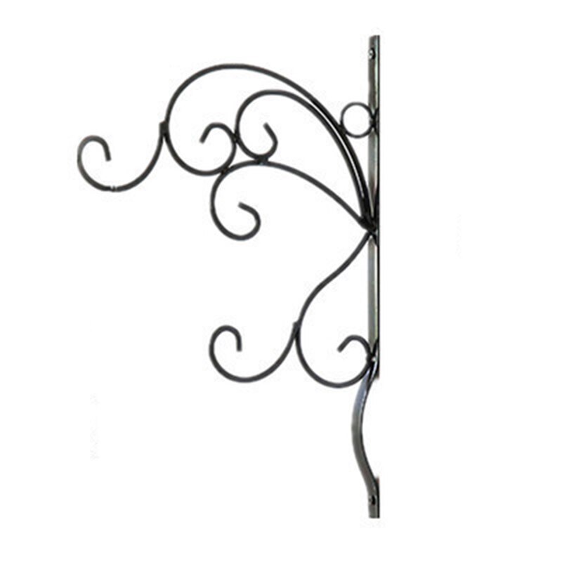 1PC Hängen Pflanzen Halterung Europäischen Stil Wand Pflanzer Haken Blume Topf Eisen Laternen Aufhänger für Garten Outdoor Indoor Terrasse: black-04 25x39cm