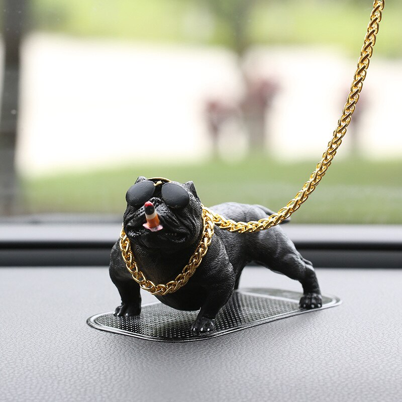 Painel do carro ornamento bully pitbull cão boneca auto acessórios interiores ornamentos bonito presente natal criativo decoração de casa: Black