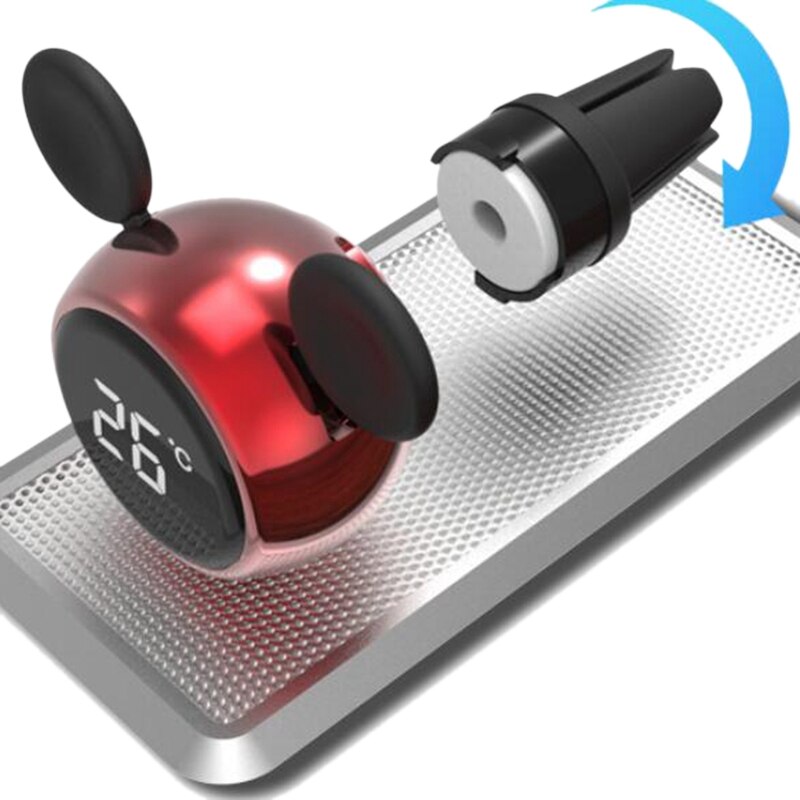 Draagbare digitale lcd-klok voor in de auto, temperatuurweergave, elektronische klok, thermometer, aromatherapie, auto-accessoires, rood