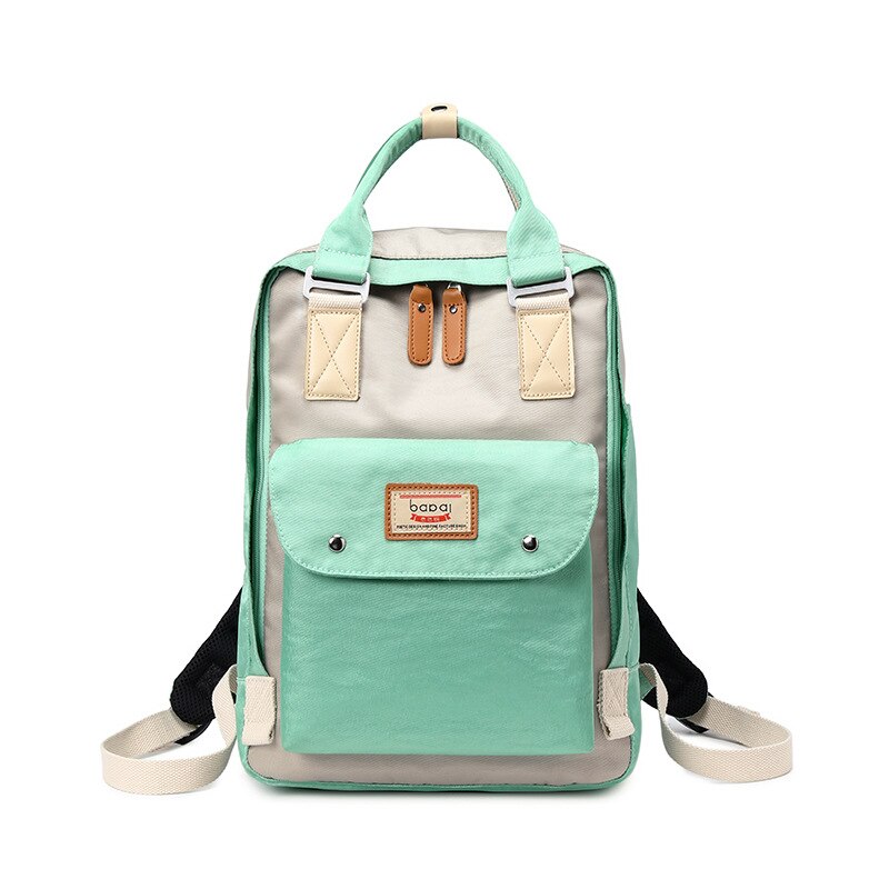 Kvindelig rygsæk laptop rygsæk ensfarvet afslappet stor skoletaske til teenagepiger kvinder backapck: Beige grøn